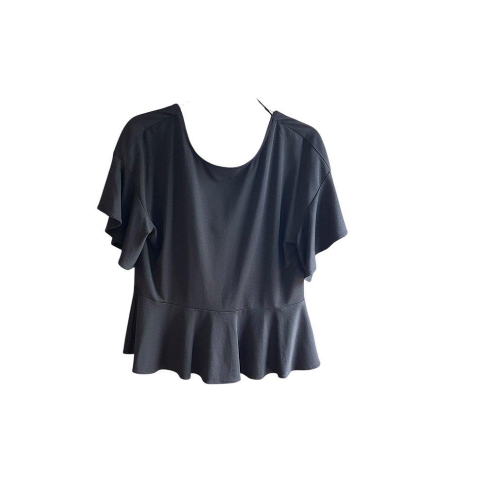 Banana Republic black lace-up design peplum style top Sz S